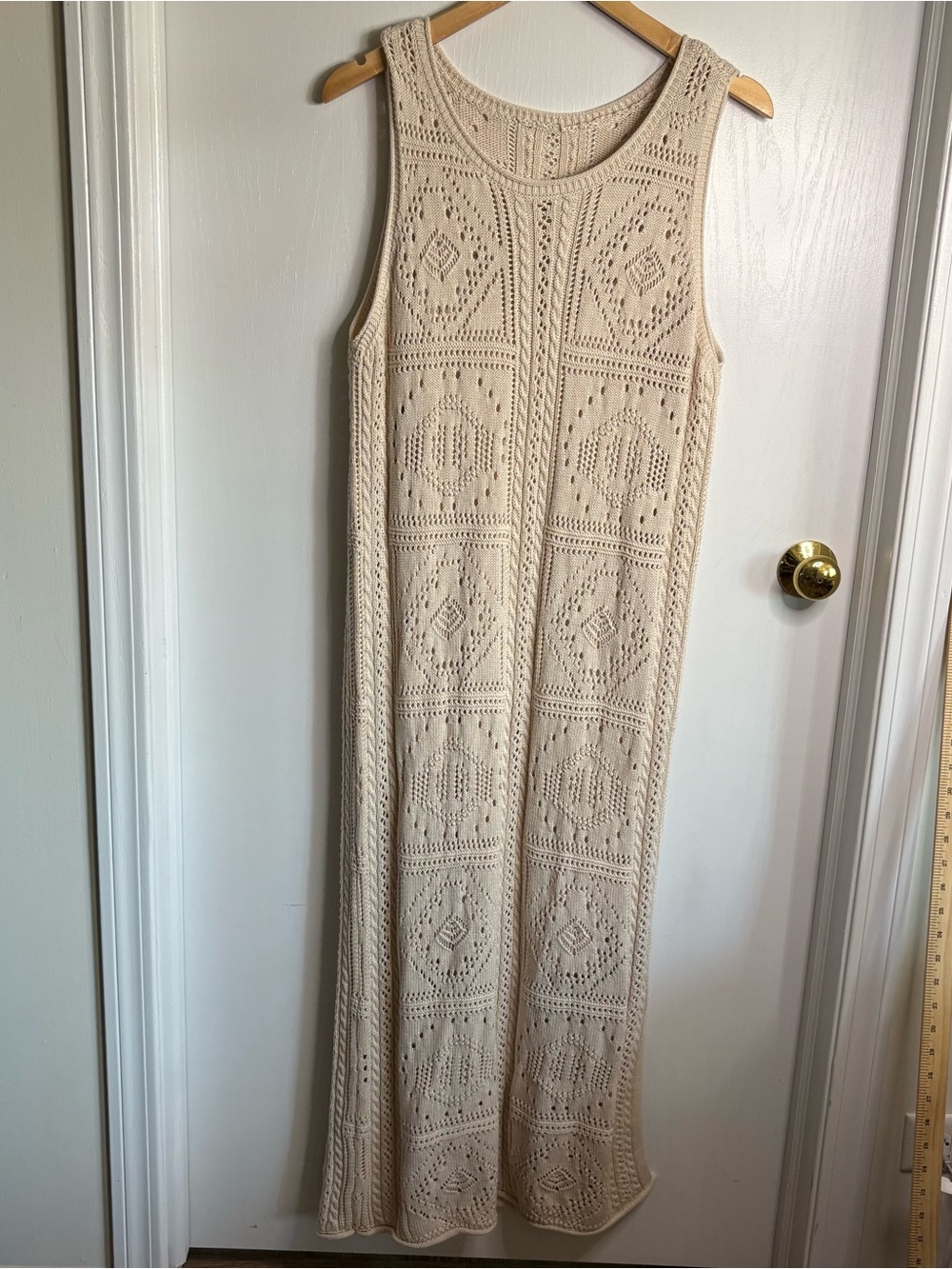 Ophelia Roe Knit Maxi Dress XL Lined Scoop Neck Boho Coastal Minimalist Beach